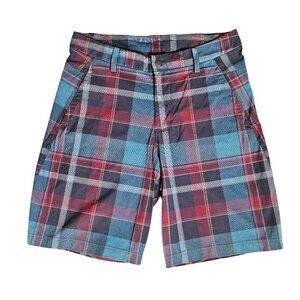 Lululemon Plaid Mens Shorts SZ 34 10" inseam stretch Golf Chino khaki Preppy